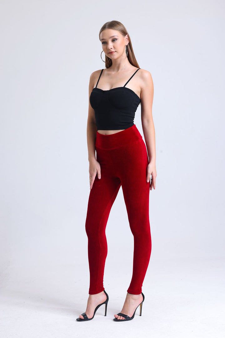 SNS Sense Burgundy Velvet Short Leggings - Freiberg