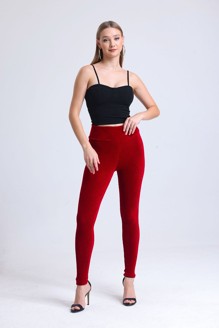 SNS Sense Burgundy Velvet Short Leggings - Freiberg