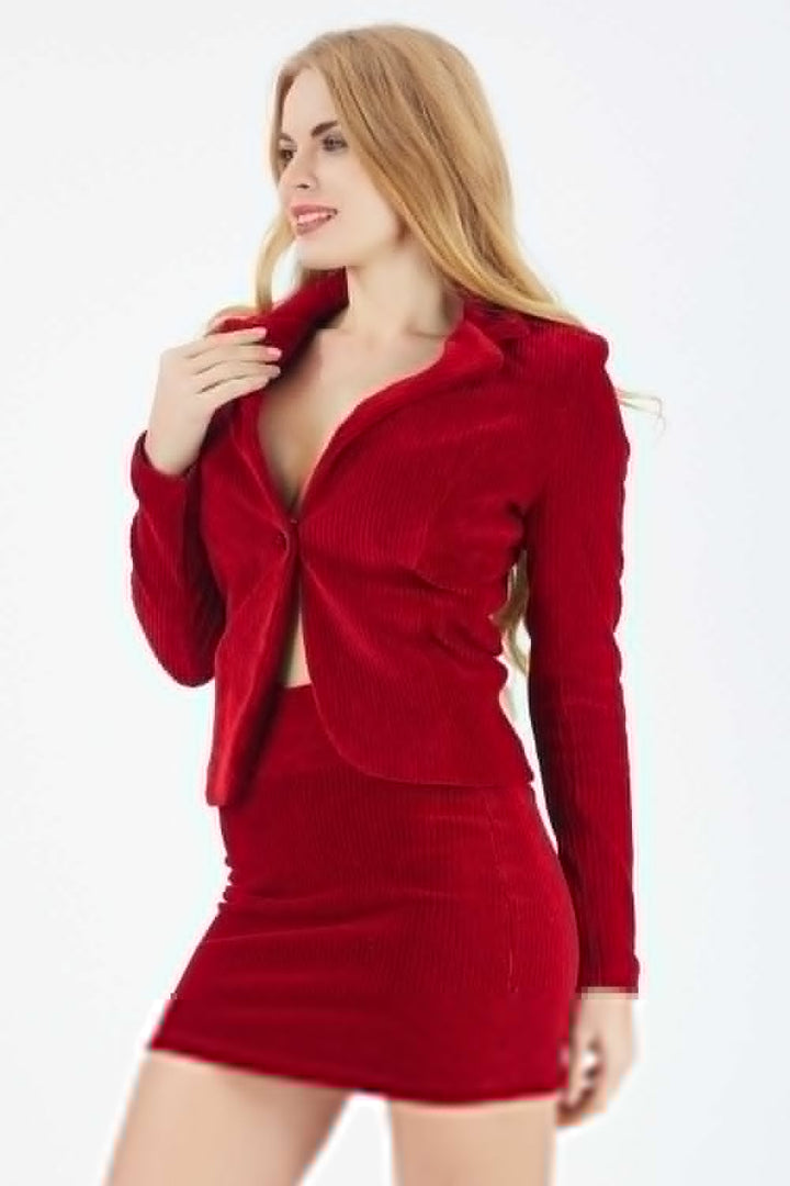 SNS Burgundy Velvet Pencil Mini Skirt - Colmenar Viejo