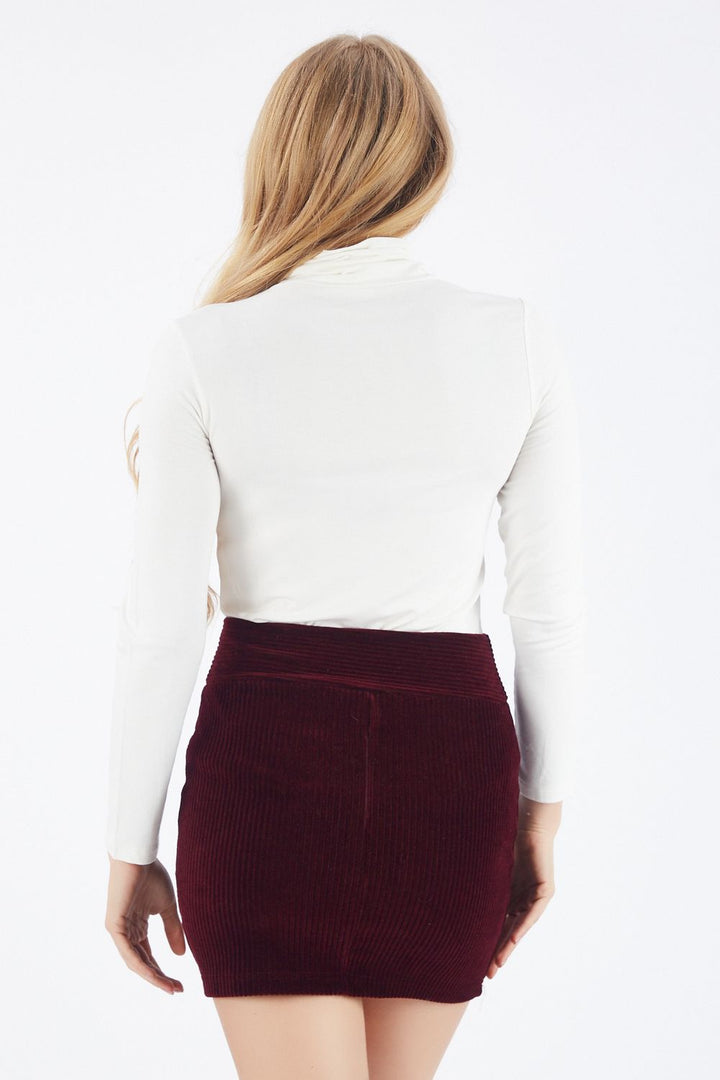 SNS Burgundy Velvet Pencil Mini Skirt - Colmenar Viejo