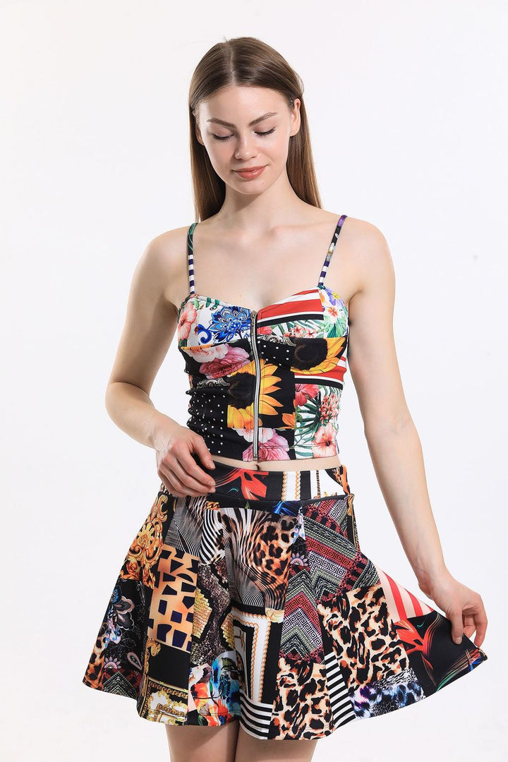 SNS Sense Ecru Digital Print Digital Print Gloplu Bustier - توليدو