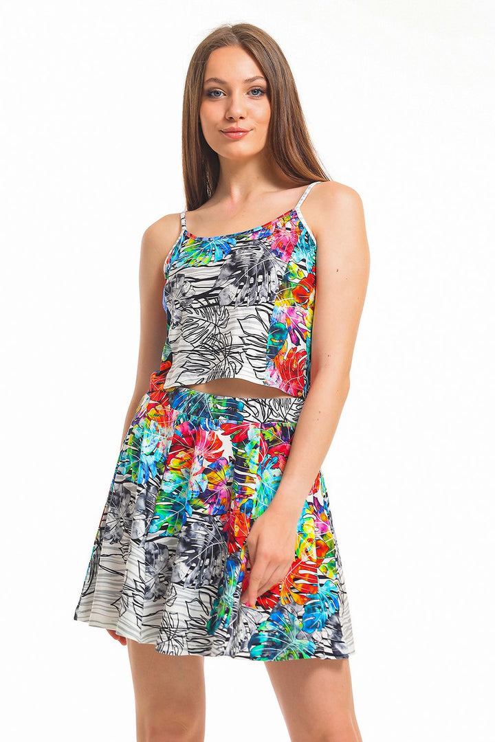 SNS Sense Ecru-Grey Flared Mini Skirt - Trapani