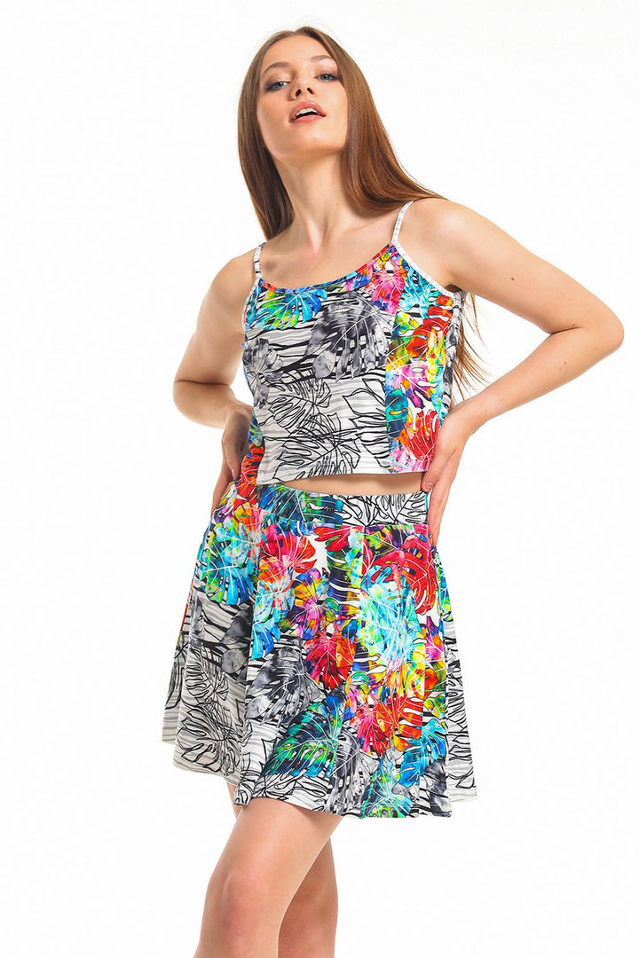 SNS Sense Ecru-Grey Flared Mini Skirt - Trapani
