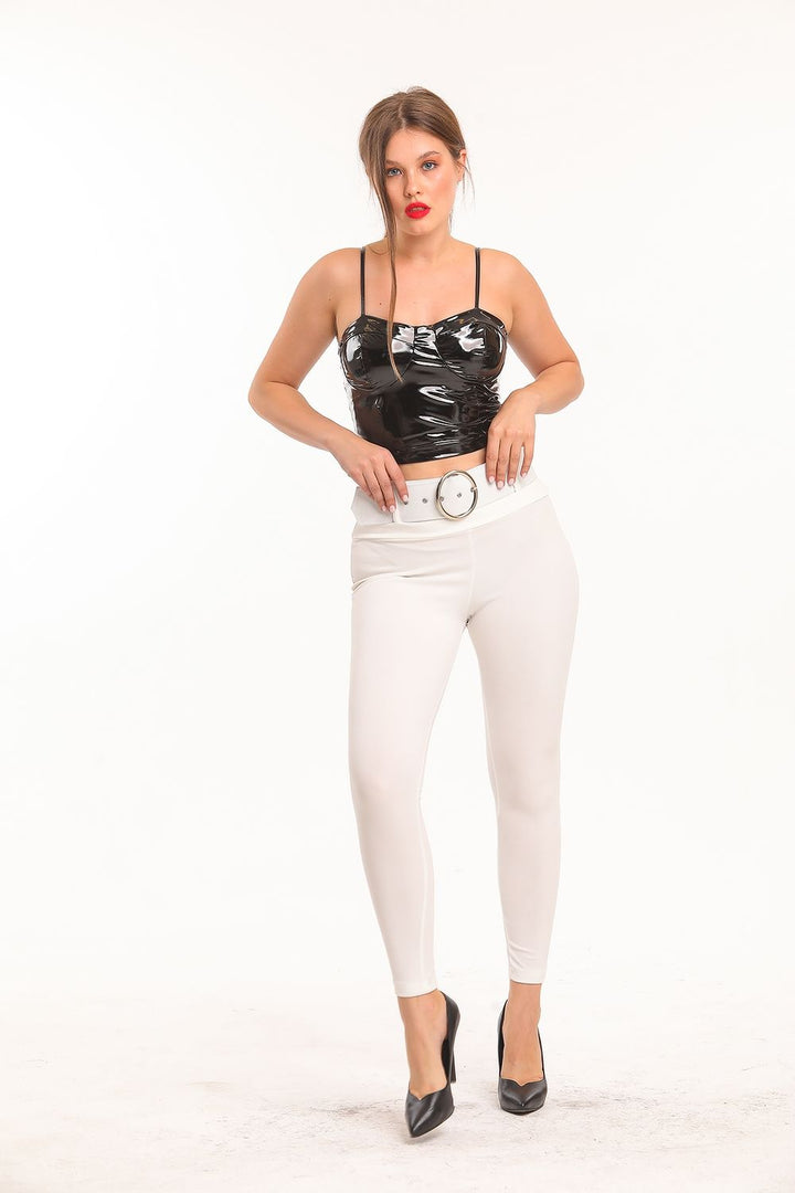 SNS Sense Ecru Belted Scuba Crepe Pants - Roy