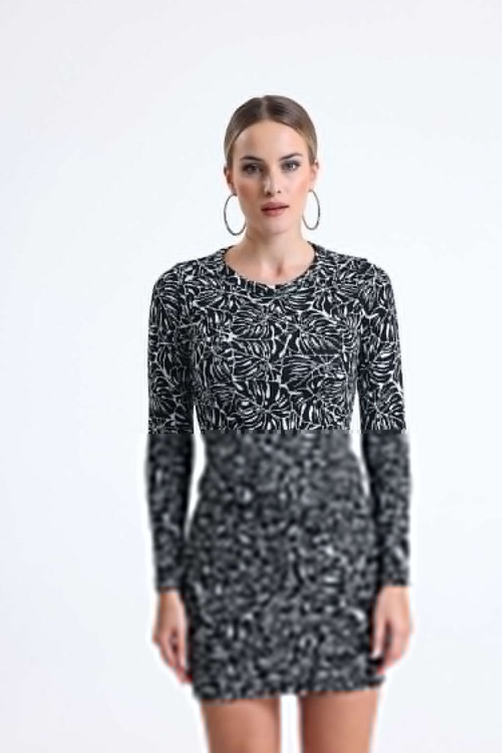 SNS Sense Ecru Black Jacquard Mini Skirt - Almada