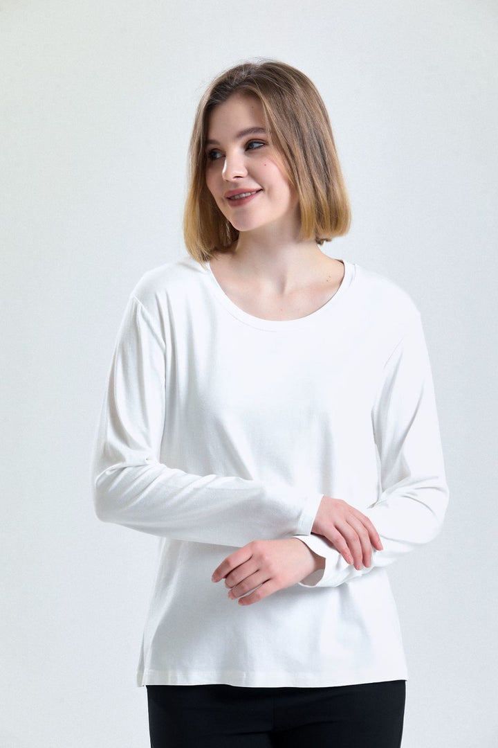 SNS Sense Ecru Long Sleeve Viscose Elastane Blouse - Manukau City
