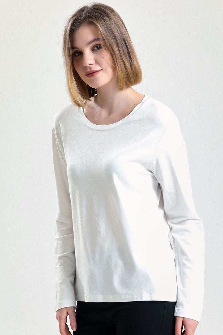 SNS Sense Ecru Long Sleeve Viscose Elastane Blouse - Manukau City