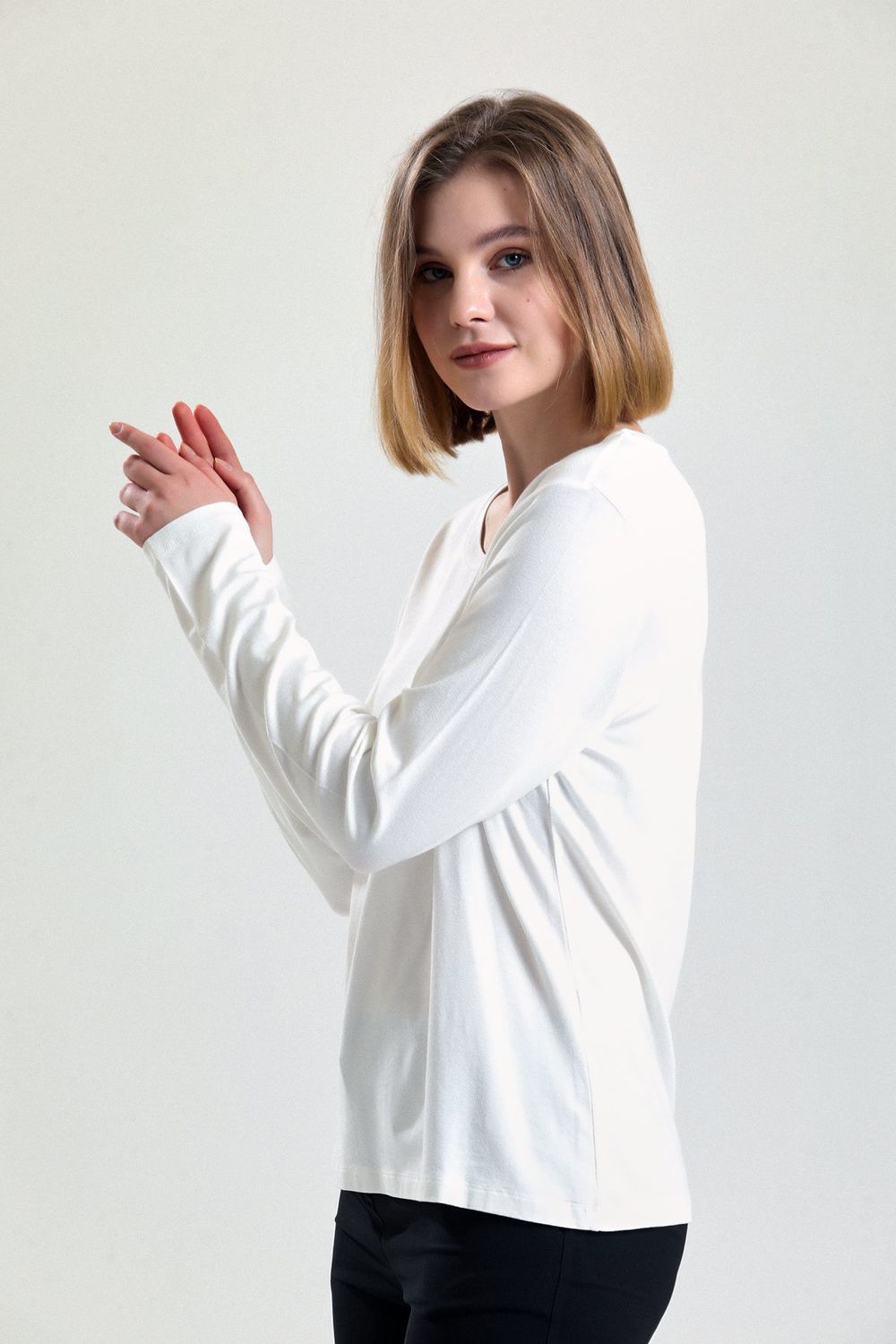 SNS Sense Ecru Long Sleeve Viscose Elastane Blouse - Manukau City