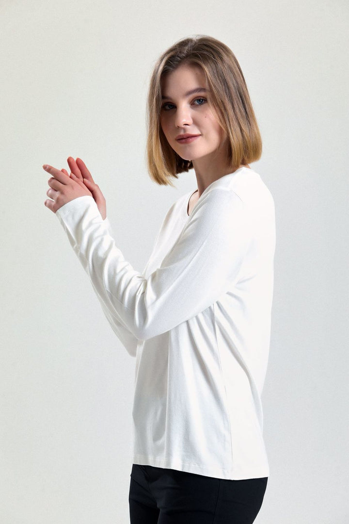 SNS Sense Ecru Long Sleeve Viscose Elastane Blouse - Manukau City