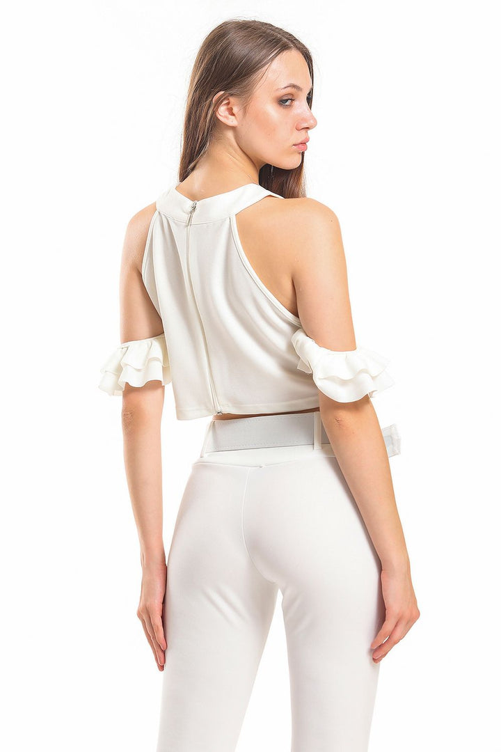 SNS Sense Ecru Velvet Scuba Crepe Bustier - Terre Haute