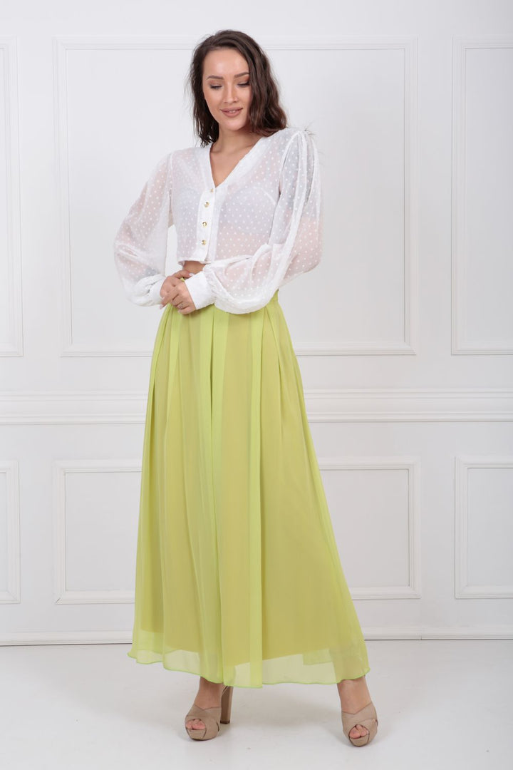 SNS Sense Pistachio Green Zippered Chiffon Skirt ETK32728 - Weslaco