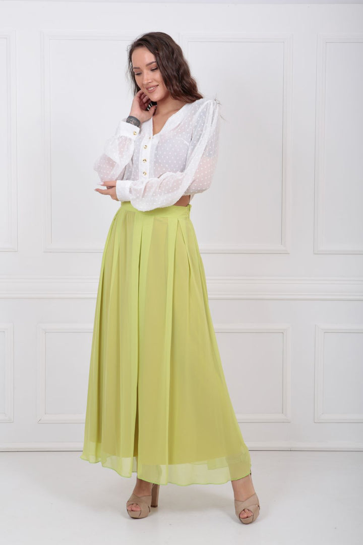 SNS Sense Pistachio Green Zippered Chiffon Skirt ETK32728 - Weslaco