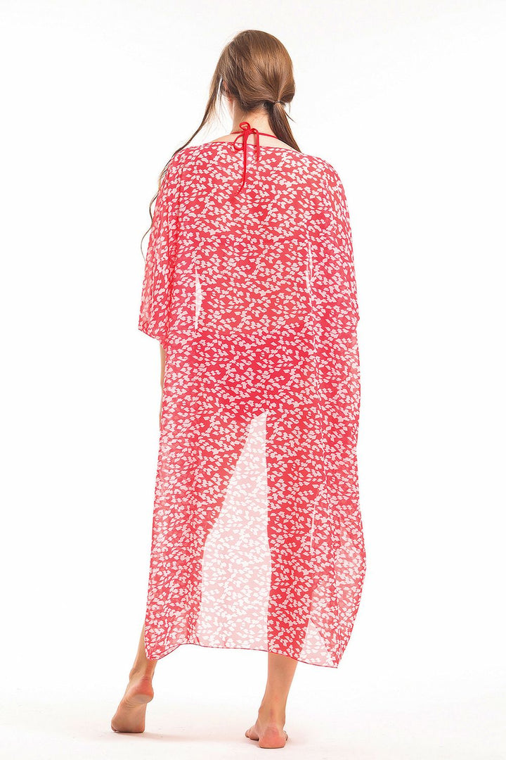 SNS Sense Fuchsia Square Pattern Chiffon Beach Kimono - Flagstaff