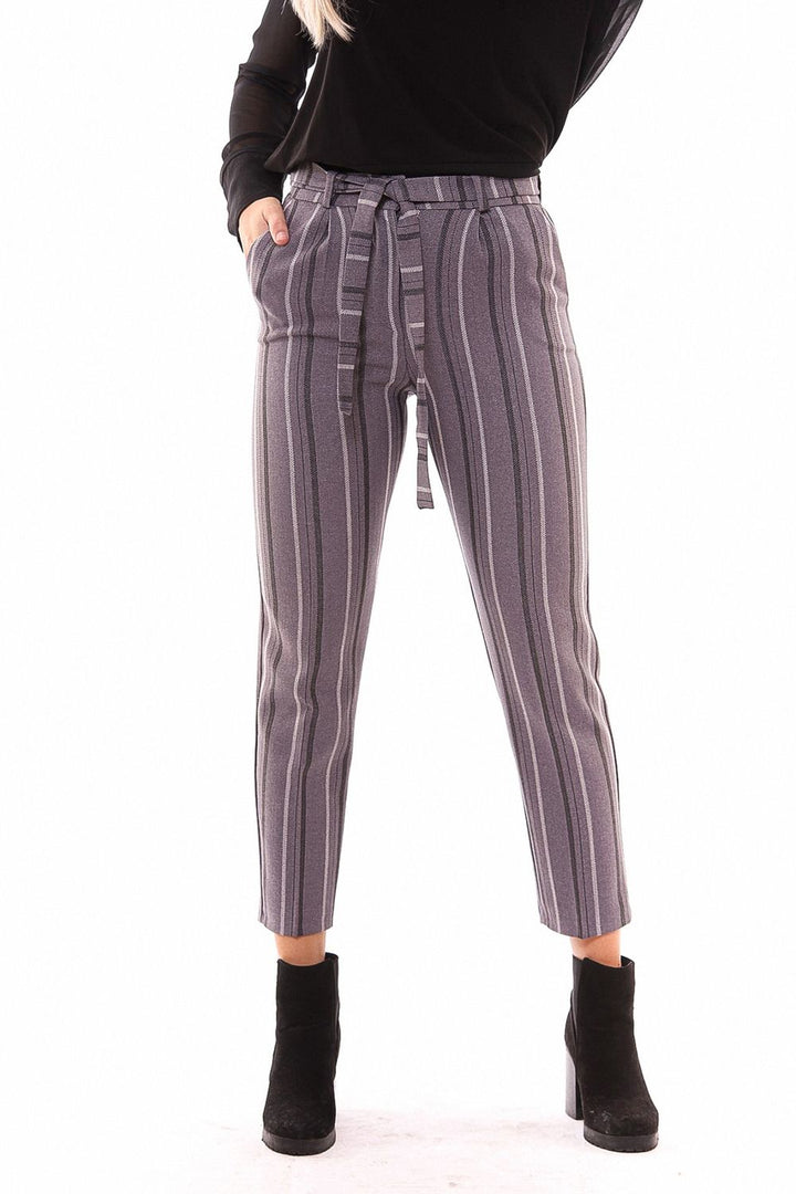 SNS Sense Striped High Waist Belted Trousers - Cedar Rapids