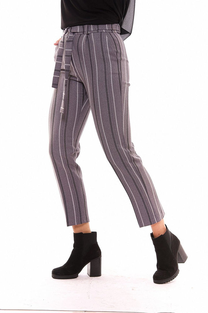 SNS Sense Striped High Waist Belted Trousers - Cedar Rapids