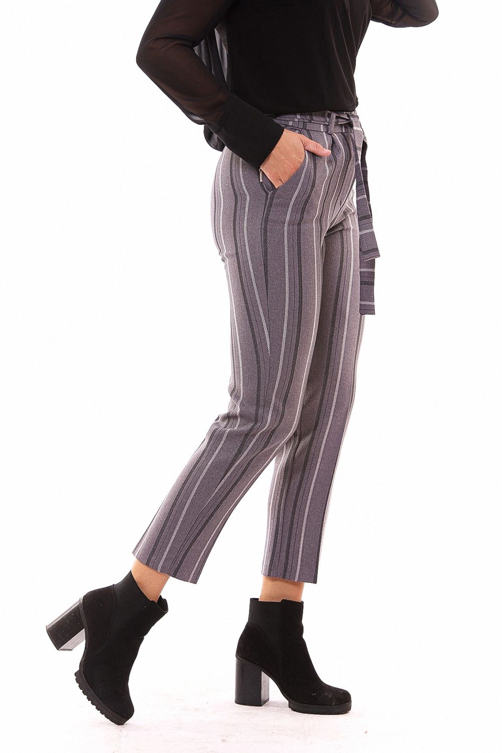 SNS Sense Striped High Waist Belted Trousers - Cedar Rapids