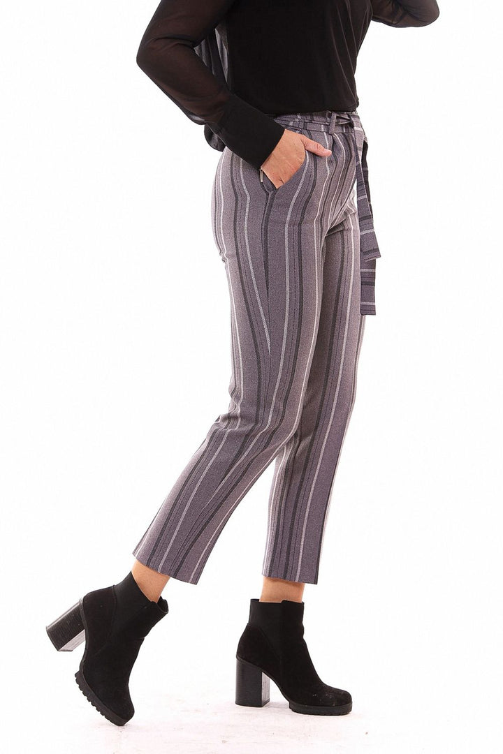 SNS Sense Striped High Waist Belted Trousers - Cedar Rapids