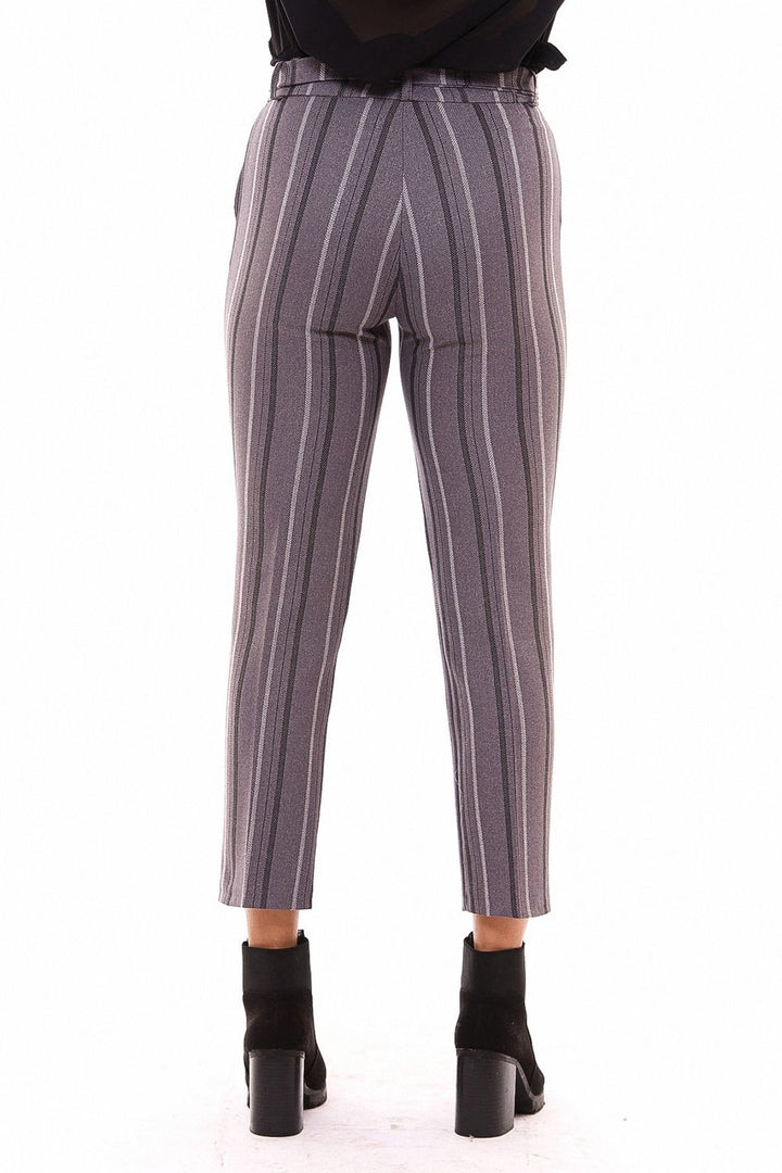 SNS Sense Striped High Waist Belted Trousers - Cedar Rapids