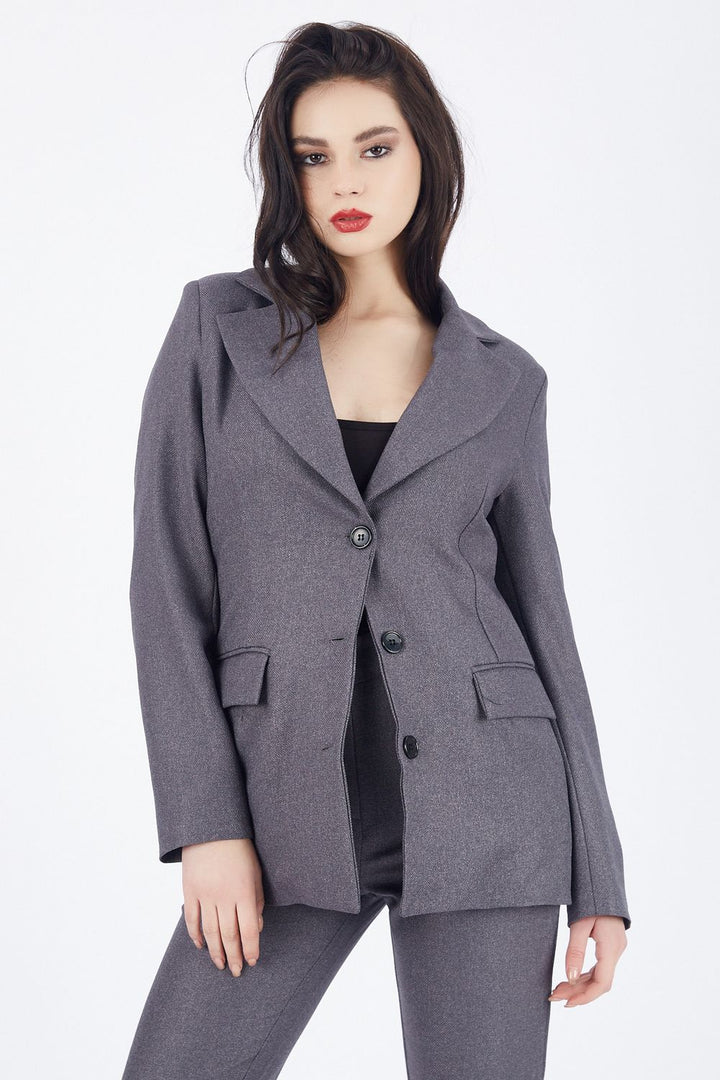 SNS Sense Gray Buttoned Lined Jacket - Gießen