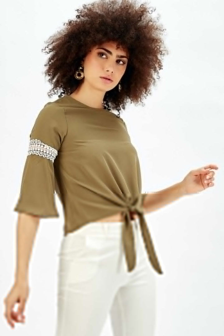 SNS Sense Hakı Sleeve Lace Evening Blouse - Lebanon