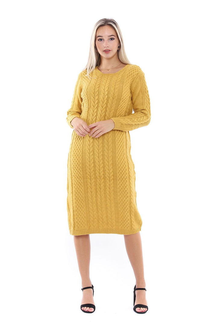 SNS Sense Mustard Hair Braided Long Knit Dress - Guasave