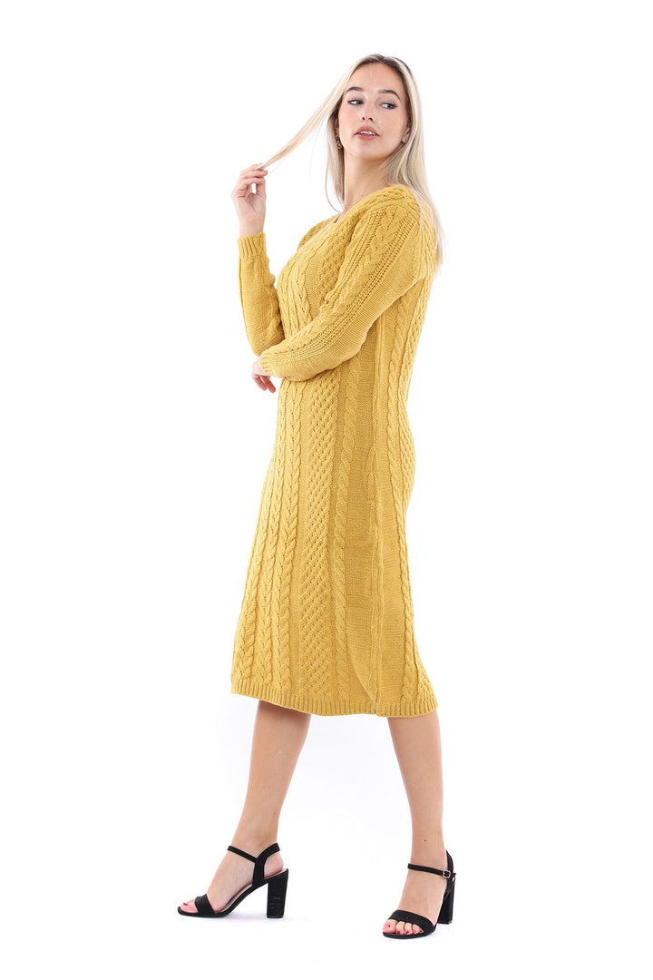 SNS Sense Mustard Hair Braided Long Knit Dress - Guasave
