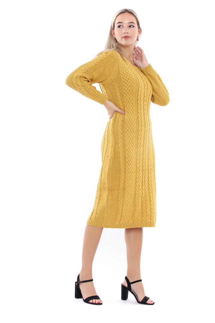 SNS Sense Mustard Hair Braided Long Knit Dress - Guasave
