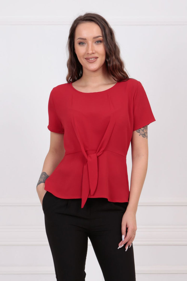 SNS Sense Red Buttoned Babylon Fabric Blouse BLZ32713 - Yorktown