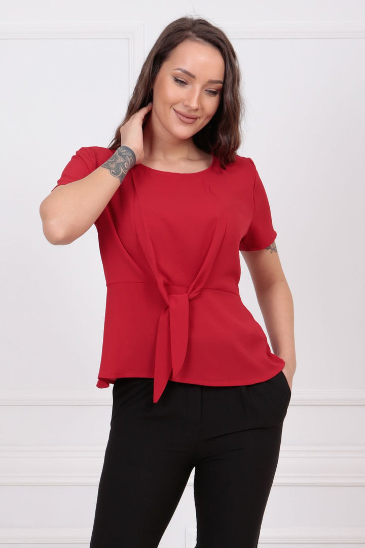 SNS Sense Red Buttoned Babylon Fabric Blouse BLZ32713 - Yorktown