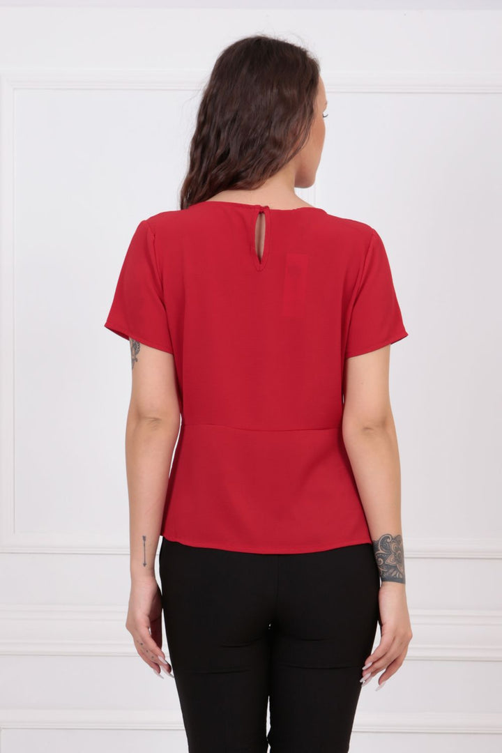 SNS Sense Red Buttoned Babylon Fabric Blouse BLZ32713 - Yorktown