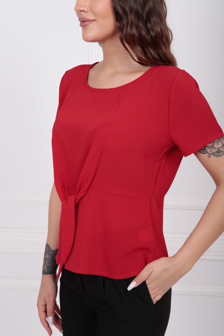 SNS Sense Red Buttoned Babylon Fabric Blouse BLZ32713 - Yorktown