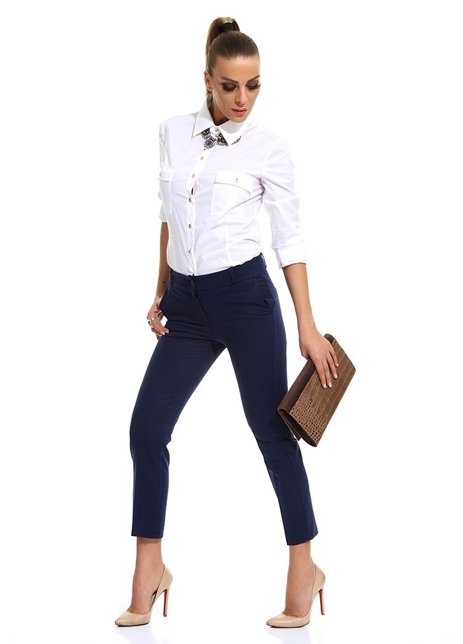 SNS Sense Navy Plus Size Pants - Algeciras