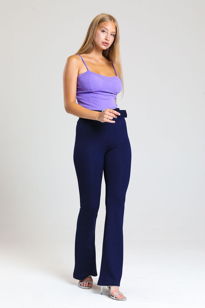 SNS Sense Navy Belted Spanish Flare Diving Pants - Juventino Rosas