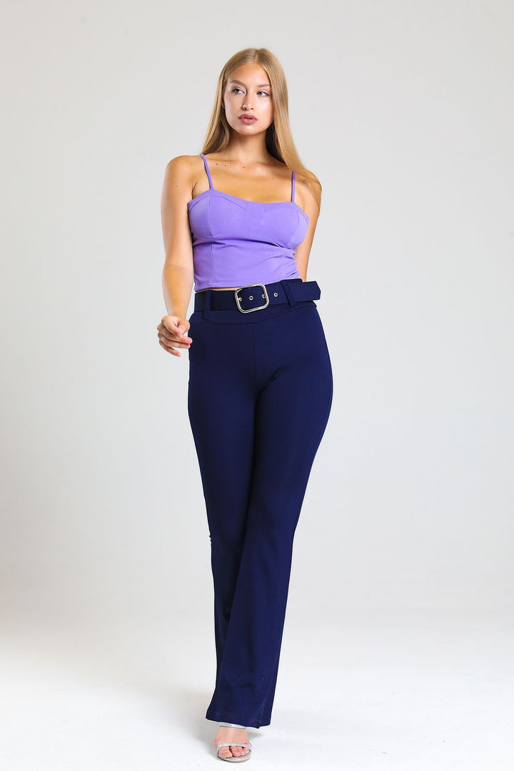 SNS Sense Navy Belted Spanish Flare Diving Pants - Juventino Rosas