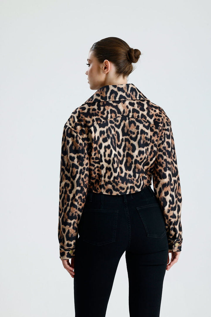 SNS Sense Leopar Desenli İÇİ ASTARLI  METAL FERMUARLI LEOPAR KISA MONT  - Durango