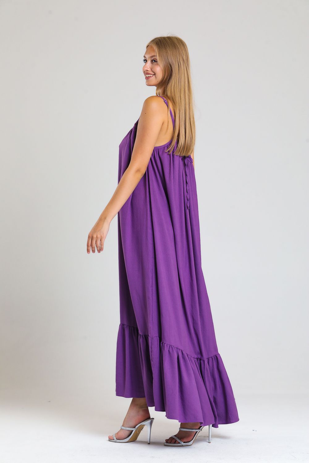 SNS Sense Lilac Strappy Ruched A-line Maxi Dress - Union