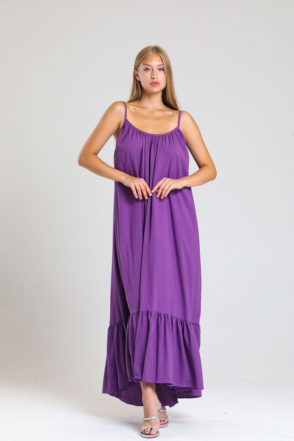 SNS Sense Lilac Strappy Ruched A-line Maxi Dress - Union