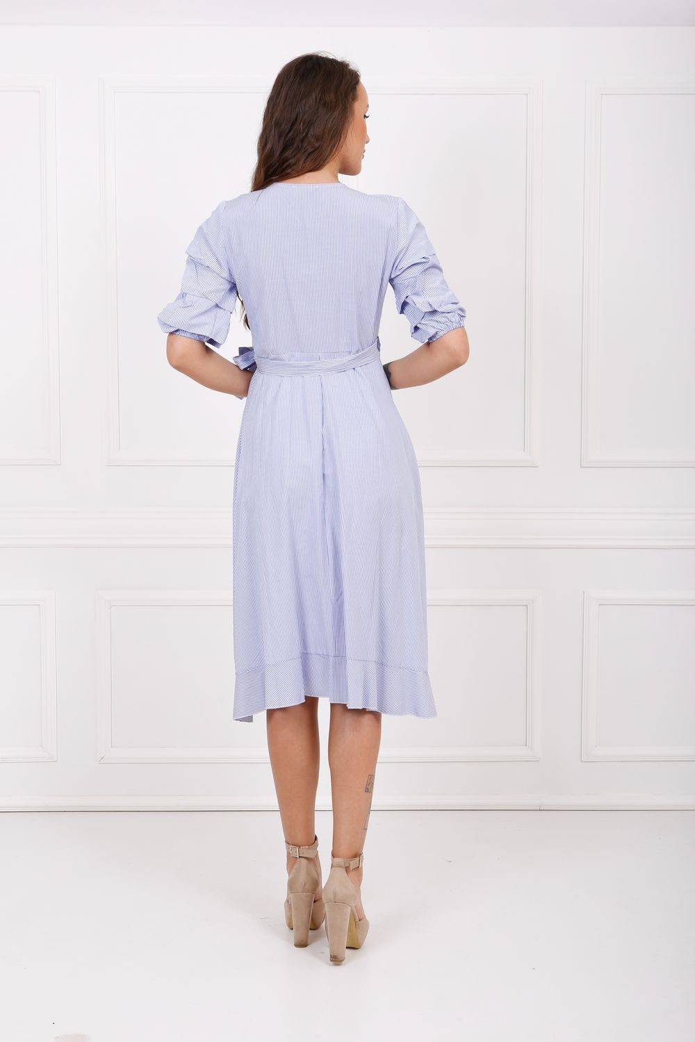 SNS Sense Blue White Striped Poplin Wrap Dress Elb32426 - Palmela