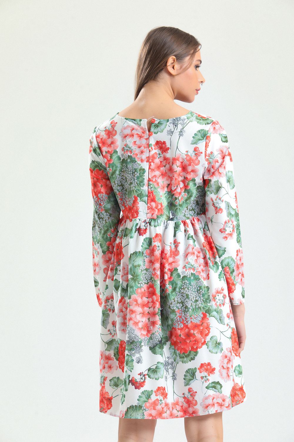 SNS Sense Pink Pool Neck Patterned Dress_Drs32126 - Jerez de García Salinas