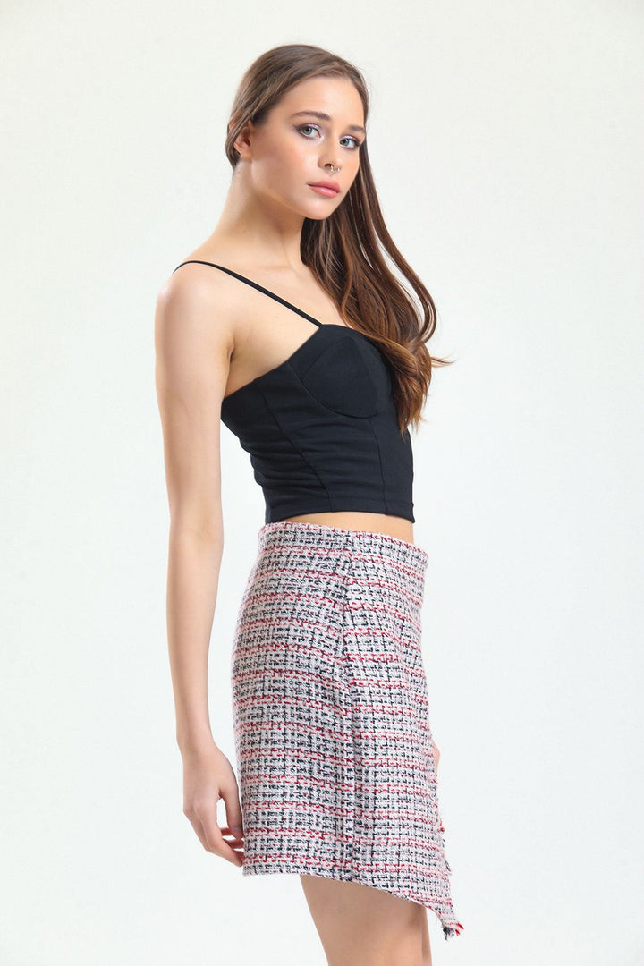 SNS Sense Pink Red Sense Tasseled Chanel Short Skirt - Boulder