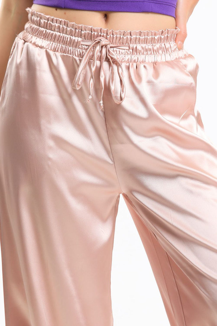 SNS Sense Powder High Waisted Wide Leg Satin Pants with Detailed Pockets - Zoetermeer
