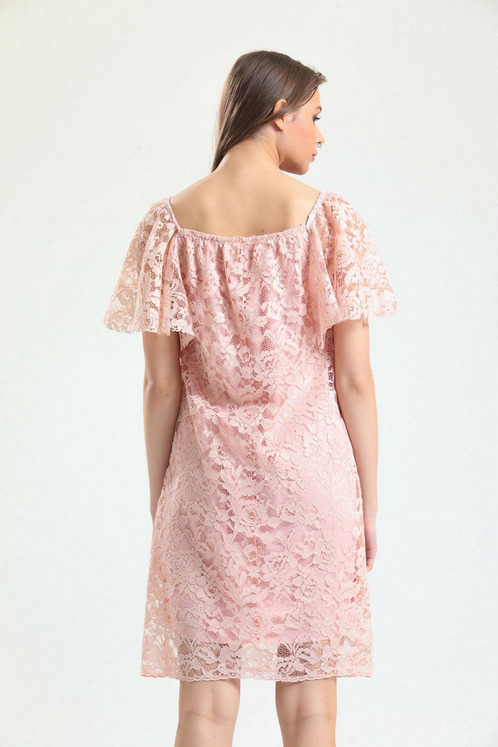 SNS Sense Powder Puff Sleeve Ruffled Lace Dress with Lining - Cuautepec de Hinojosa