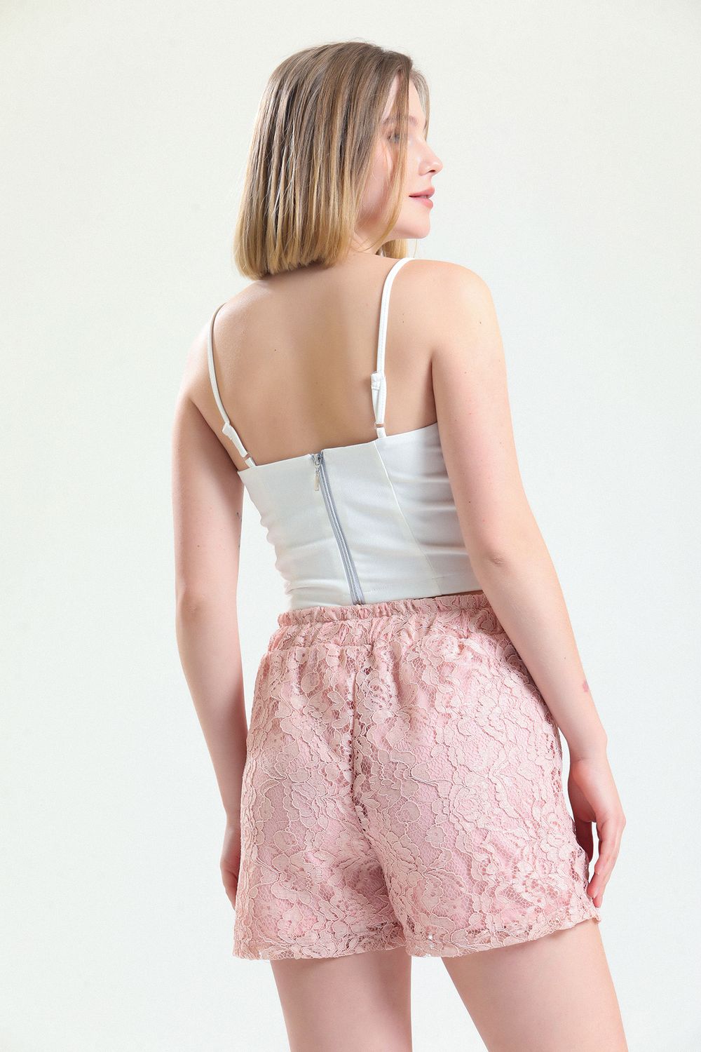 SNS Sense Powder Elastic Waist Lined Lace Shorts - Edmonton