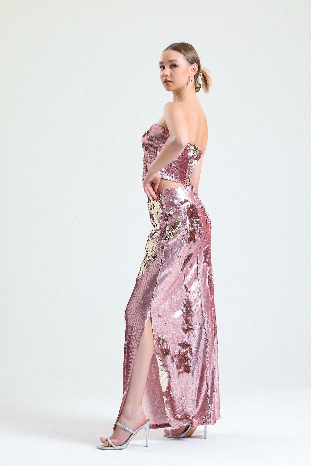 SNS Sense Powder Knitted Sparkly Sequin Chic Evening Skirt - Tezoyuca