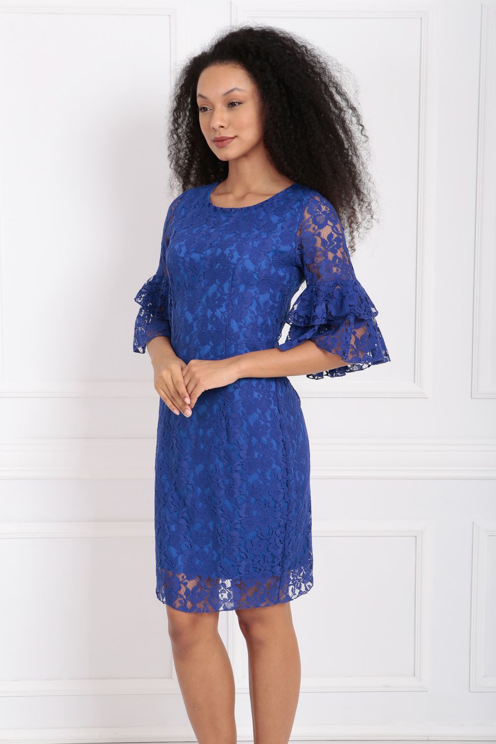 SNS Sense Saks Lace Sleeve Ruffled Dress - Sievierodonetsk