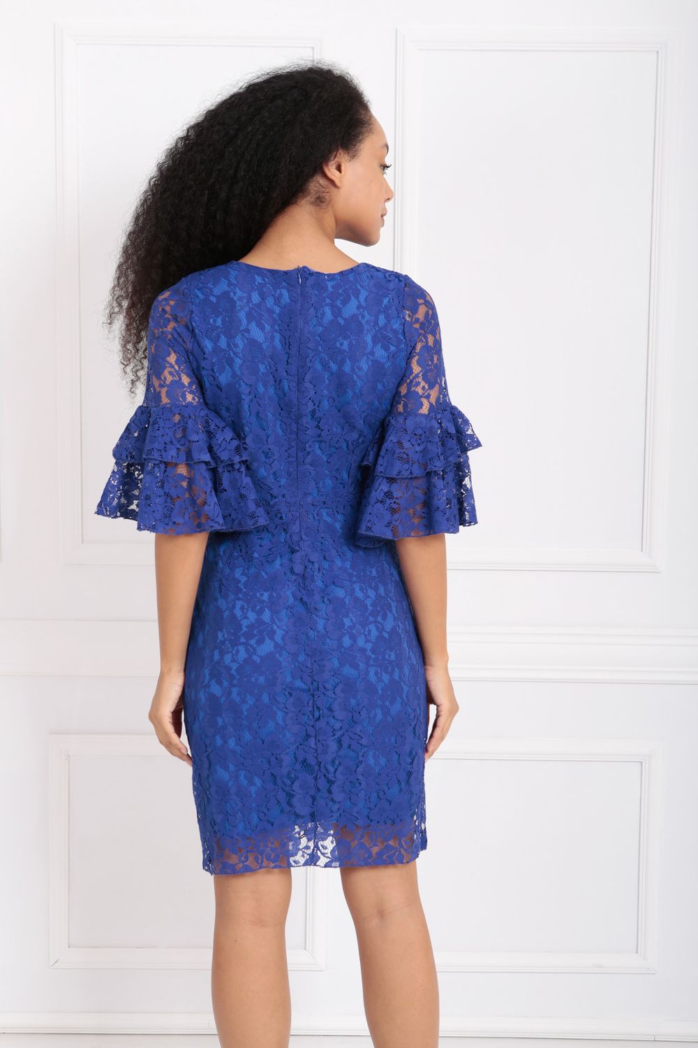 SNS Sense Saks Lace Sleeve Ruffled Dress - Sievierodonetsk