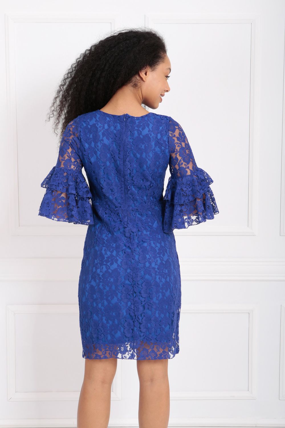 SNS Sense Saks Lace Sleeve Ruffled Dress - Sievierodonetsk