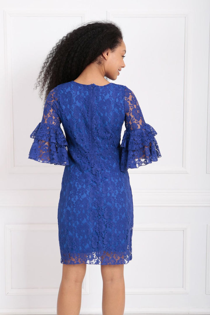 SNS Sense Saks Lace Sleeve Ruffled Dress - Sievierodonetsk