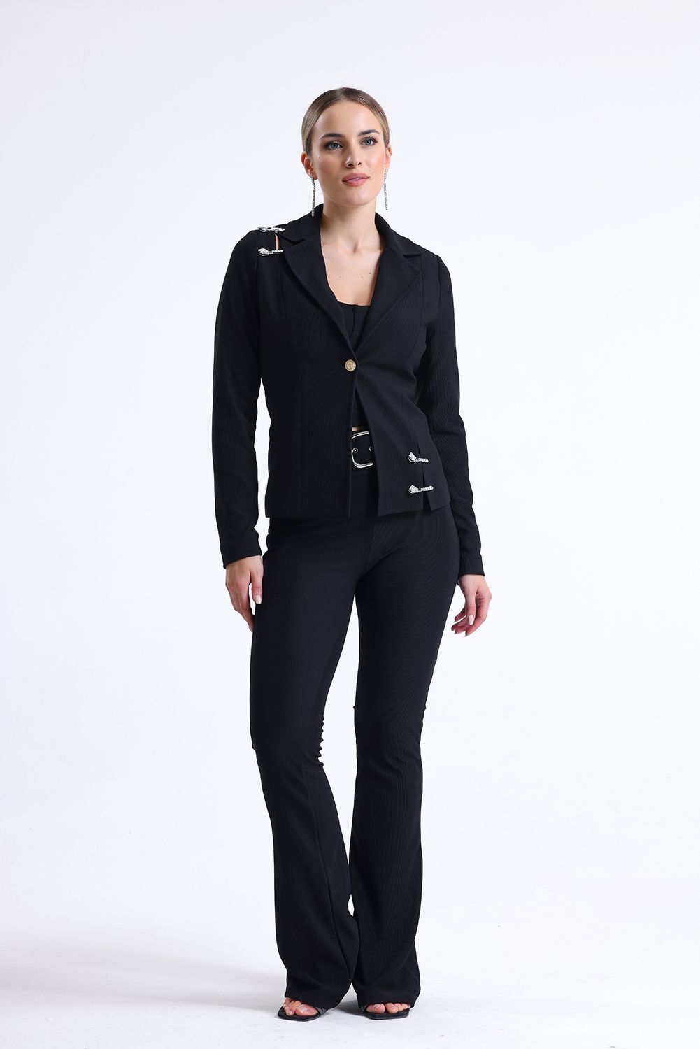 SNS Sense Black Lined Needle Detailed Ottoban Jacket - West Seneca