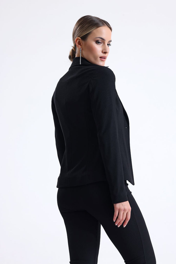 SNS Sense Black Lined Needle Detailed Ottoban Jacket - West Seneca